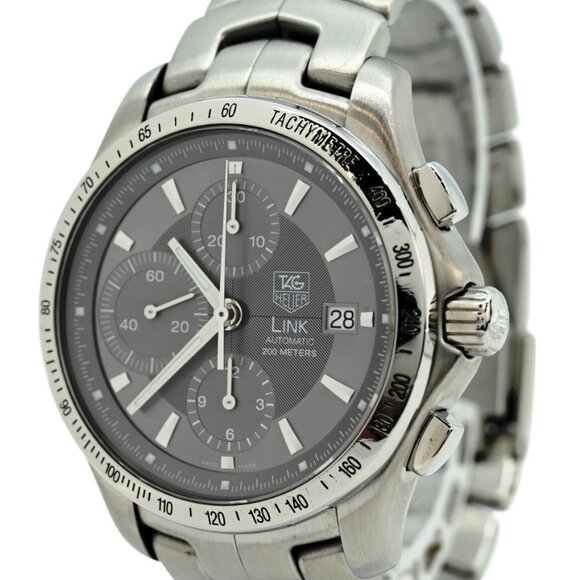 Tag Heuer 42mm Men's Link SEL Silver Dial Automatic Chronograph Watch - Picture 1 of 9
